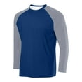 thumbnail image 1 of DPTALR George Men's Breathable Solid Color Sport Raglan Long Sleeves Round Neck Shirt,Navy,Big and Tall Men M, 1 of 2
