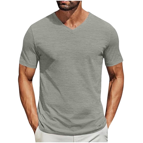 DPTALR Men's Breathable V-Neck Tee Soft Lightweight Summer Essential,Gray, M