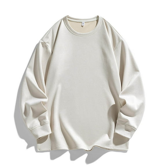 DPTALR Men's Breathable,Vintage,Casual,Solid Color,Round Neck,Fashion,Long Sleeve T-Shirt,Beige,XXXL