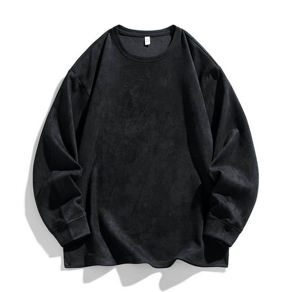 DPTALR George Men's Breathable,Vintage,Casual,Solid Color,Round Neck,Fashion,Long Sleeve T-Shirt,Black,Big and Tall Men M