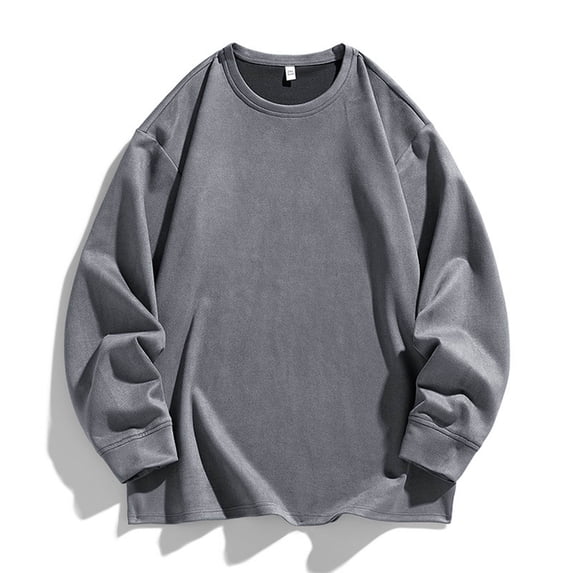 DPTALR Men's Breathable,Vintage,Casual,Solid Color,Round Neck,Fashion,Long Sleeve T-Shirt,Gray,XL