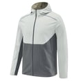 thumbnail image 1 of DPTALR Men's Breathable Windproof Waterproof Hooded Jacket Fitted Zippered Pocket Running Fitness Top,Gray, XXXL, 1 of 3