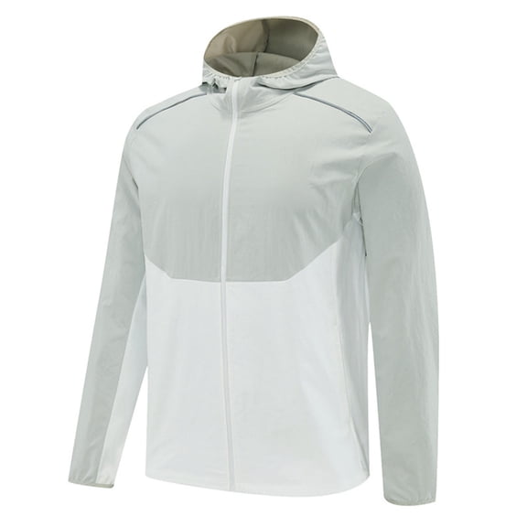 DPTALR George Men's Breathable Windproof Waterproof Hooded Jacket Fitted Zippered Pocket Running Fitness Top,White,Big and Tall Man M