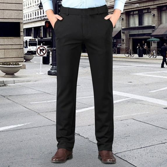 DPTALR Men's Business Casual Solid Color Suit Pants,Black33