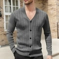 thumbnail image 1 of DPTALR George Men's Cable Knit Cardigan V-Neck Sweater Classic Casual Knitwear with Buttons Dark Gray Big and Tall Men M, 1 of 7