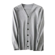 DPTALR George Men's Cardigan Sweaters with Button Lightweight Casual V Neck Long Sleeve Pockets Knitted Sweater Gray Big and Tall Men L