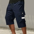 thumbnail image 1 of DPTALR Men's Cargo Shorts,Below Knee Lightweight Waterproof Long Shorts,Quick Dry Work Bermuda Pants with Multi Pockets,Blue,Big and Tall Men M, 1 of 7