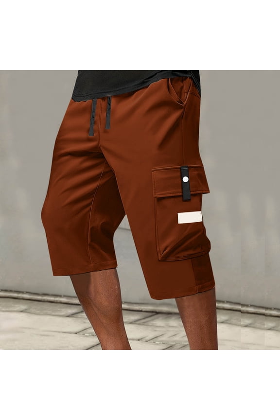 DPTALR Men's Cargo Shorts,Below Knee Lightweight Waterproof Long Shorts,Quick Dry Work Bermuda Pants with Multi Pockets,Coffee,Big and Tall Men XL