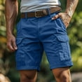 thumbnail image 1 of DPTALR George Men's Cargo Shorts,Camo,Outdoor Work,Relaxed Casual Hiking Cotton Shorts,Knee Length,No Belt,Blue,Big and Tall Men M, 1 of 6