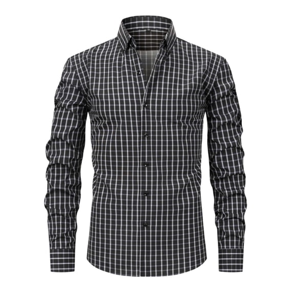 DPTALR George Men's Casual Beach Print Long-Sleeve Shirt Turndown Collar & Button Design,Black Big and Tall Men XL