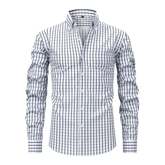 DPTALR George Men's Casual Beach Print Long-Sleeve Shirt Turndown Collar & Button Design,White Big and Tall Men XXL