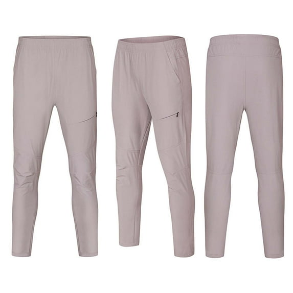 DPTALR George Men's Casual Breathable Running Pants with Zipper Pocket Elastic Waist,Khaki Big and Tall Men L