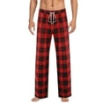 thumbnail image 1 of DPTALR George Men's Casual Brushed Fleece Check Elastic Waist Long Pants with Pockets,Red Big and Tall Men L, 1 of 3