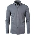 thumbnail image 1 of DPTALR Men's Casual Business Fashion Long-Sleeve Shirt Turn-Down Collar Button Design,Gray,S, 1 of 2