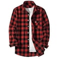 thumbnail image 1 of DPTALR Men's Casual Fashion Plaid Turn-Down Collar Button-Up Long Sleeve Shirt,Red,XXL, 1 of 7