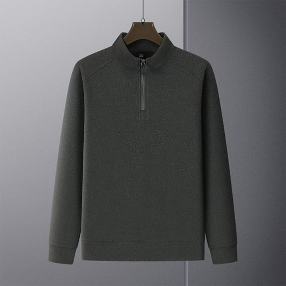 DPTALR Men's Casual Fashion,Solid Color,Long Sleeve,Stand Collar,Zipper Pocket Shirt,Dark Gray,XXXL
