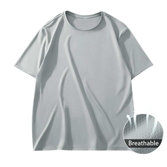 DPTALR George Men's Casual Fashion Solid Color,Round Neck,Short Sleeve,Plus Size,Gray,Big and Tall Man XXXXL