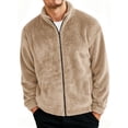 thumbnail image 1 of DPTALR Men's Casual Long Sleeve Turndown Collar Fuzzy Coat with Pockets,Beige,XXL, 1 of 9