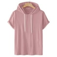 thumbnail image 1 of DPTALR Men's Casual Solid Color Hooded Short Sleeve Sports Pullover T-Shirt,Pink, XXXXL, 1 of 6