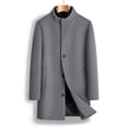 thumbnail image 1 of DPTALR Men's Casual Solid Color Long Sleeve Standing Collar Button Mid-Length Sweatshirt Anorak Jacket,Gray Big and Tall Men L, 1 of 9