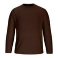 thumbnail image 1 of DPTALR Men's Casual Solid Color Round Neck Long Sleeve Sweater,Coffee M, 1 of 6