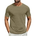 thumbnail image 1 of DPTALR Men's Casual Solid Color Short Sleeve T Shirts: 10 Color Options,Comfortable Blend,Perfect for Daily Wear,Coffee,XL, 1 of 6