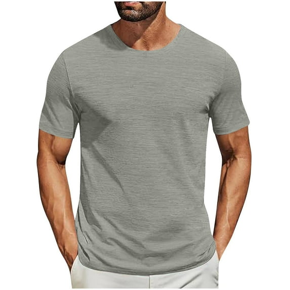 DPTALR George Men's Casual Solid Color Short - Sleeve T - Shirts: 10 Color Options,Comfortable Cotton Blend,Perfect for Daily Wear,Gray,Big and Tall Men XXL