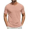 thumbnail image 1 of DPTALR Men's Casual Solid Color V Neck Short Sleeve Pullover,Pink M, 1 of 6