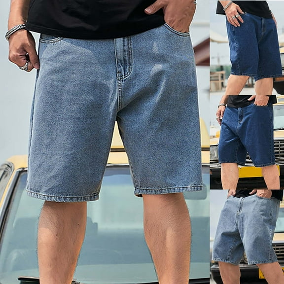 DPTALR George Men's Classic Fashion Loose Denim Shorts Multi-Pocket Casual Summer Shorts,Blue,Big and Tall Men 33