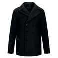 thumbnail image 1 of DPTALR Men's Classic Notched Collar Double Breasted Wool Blend Pea Coat,Black,XXXL, 1 of 4