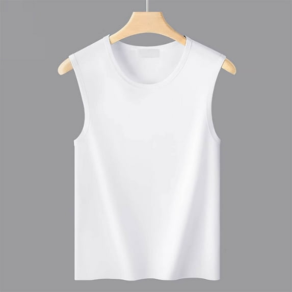 DPTALR George Men's Cotton Camis Solid Color Slim Sleeveless T-Shirt Solid Color White Big and Tall Men XL