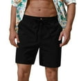 thumbnail image 1 of DPTALR George Men's Cotton Linen Shorts,Casual Inseam with Drawstring,Stretch Summer Beach Wear,Black,Big and Tall Men XXXL, 1 of 8