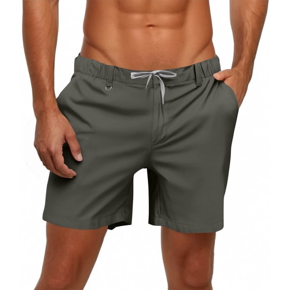 DPTALR Men's Cotton Linen Shorts,Casual Inseam with Drawstring,Stretch Summer Beach Wear,Dark Gray,Big and Tall Men XXL