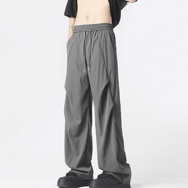 DPTALR George Men's Drawstring Pants, Straight Leg, Casual Long Trousers, with Pockets #Dark Gray Big and Tall Men L