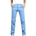 thumbnail image 1 of DPTALR Men's Elastic Slim Tie Small Straight Leg Fashion Trend Pants,Sky Blue Big and Tall Men M, 1 of 3