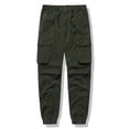 thumbnail image 1 of DPTALR Men's Fashion Casual Comfy Solid Pocket Drawstring Regular Pants, Army GreenL, 1 of 9