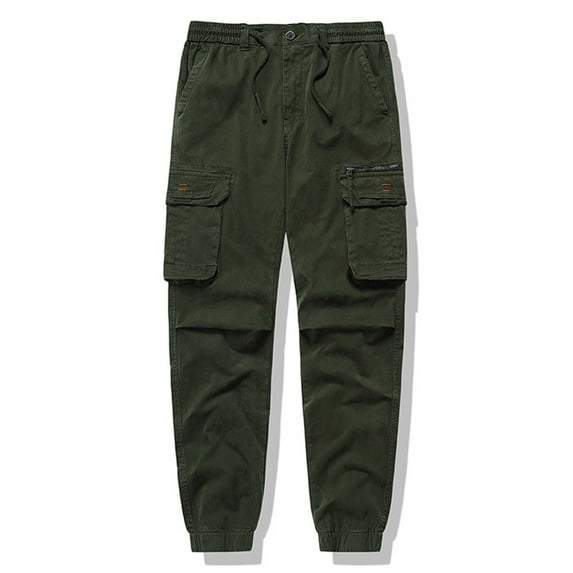 DPTALR Men's Fashion Casual Comfy Solid Pocket Drawstring Regular Pants, Army GreenL