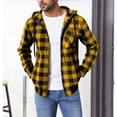thumbnail image 1 of DPTALR Men's Fashion Casual Plaid Long Sleeve Hooded Coat with Zipper Pockets,Yellow,XXL, 1 of 6