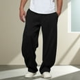 thumbnail image 1 of DPTALR Men's Fashion Comfy Solid Color Loose Fit Summer Drawstring Pants with Pockets,Black,Big and Tall Men XL, 1 of 1