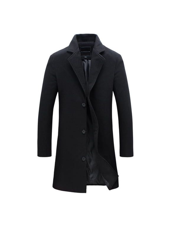 Men's Fashion Long Sleeve Casual Long Coat - Leisure Outerwear,Black, M