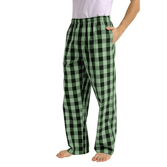 DPTALR George Men's Fashion Loose Plaid Print Sport Pajama Pants,Yellow Big and Tall Men XL