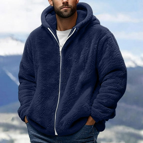 DPTALR George Men's Fashion V-Neck Long Sleeve Hooded Pullover Sweatshirt,Navy,Big and Tall Men XL