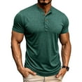 thumbnail image 1 of DPTALR Men's Fashionable Solid Color Henley T-Shirt,Short Sleeve Round Neck,Half Button Pocket,Regular Fit,Green, XXL, 1 of 8
