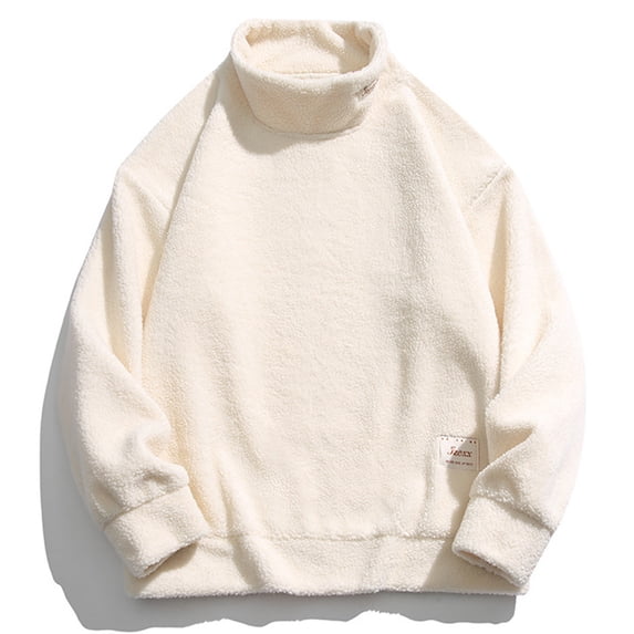 DPTALR Men's Fashionable Solid Color Long Sleeve Turtleneck Shirt,Beige, M
