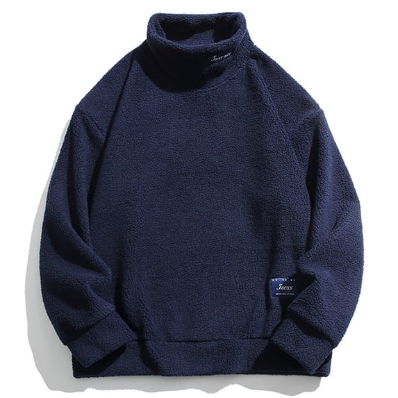 DPTALR Men's Fashionable Solid Color Long Sleeve Turtleneck Shirt,Blue, XXL