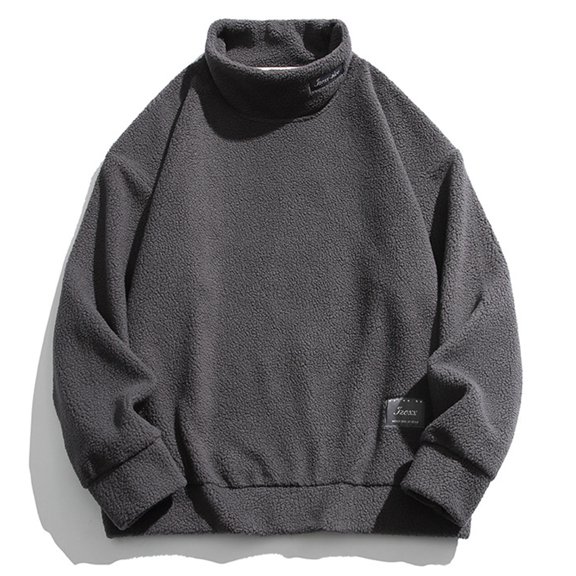 DPTALR George Men's Fashionable Solid Color Long Sleeve Turtleneck Shirt,Gray,Big and Tall Man XXL