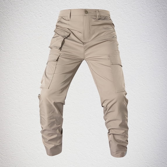 DPTALR Men's Flex Pants Stretch Work Cargo Pants Lightweight Outdoor Hiking Trousers Khaki Big and Tall Men XL