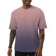 thumbnail image 1 of DPTALR Men's Gradient Print Elastic Sports T-Shirt Round Neck Short Sleeve Casual Style,Pink,XXXXL, 1 of 7