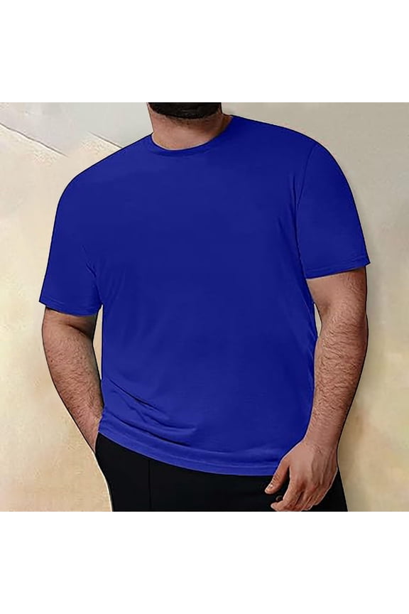 Men's Heavyweight Crew Neck Premium Tees,Pre-Shrunk,Blue,XXL