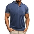 thumbnail image 1 of DPTALR Men's Henley Shirt Lightweight Short Sleeve Hoodies Casual Stylish Button Dark BlueBig and Tall Men XXL, 1 of 6
